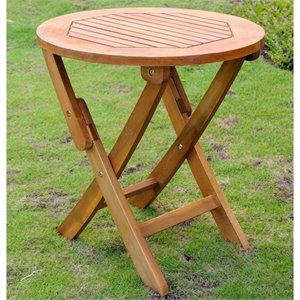 Pemberly Row 19&quot Folding Patio Table in Natural