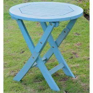 Pemberly Row 19&quot Folding Patio Table in Sky Blue