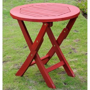 Pemberly Row 19&quot Folding Patio Table in Barn Red