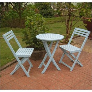 Pemberly Row 3 Pc Folding Patio Bistro Set in Blue
