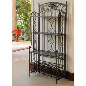 Pemberly Row Iron Bakers Wine Rack in Matte Brown