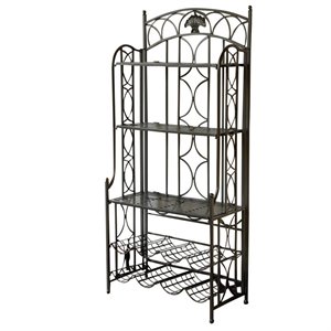 pemberly row iron bakers wine rack in antique black