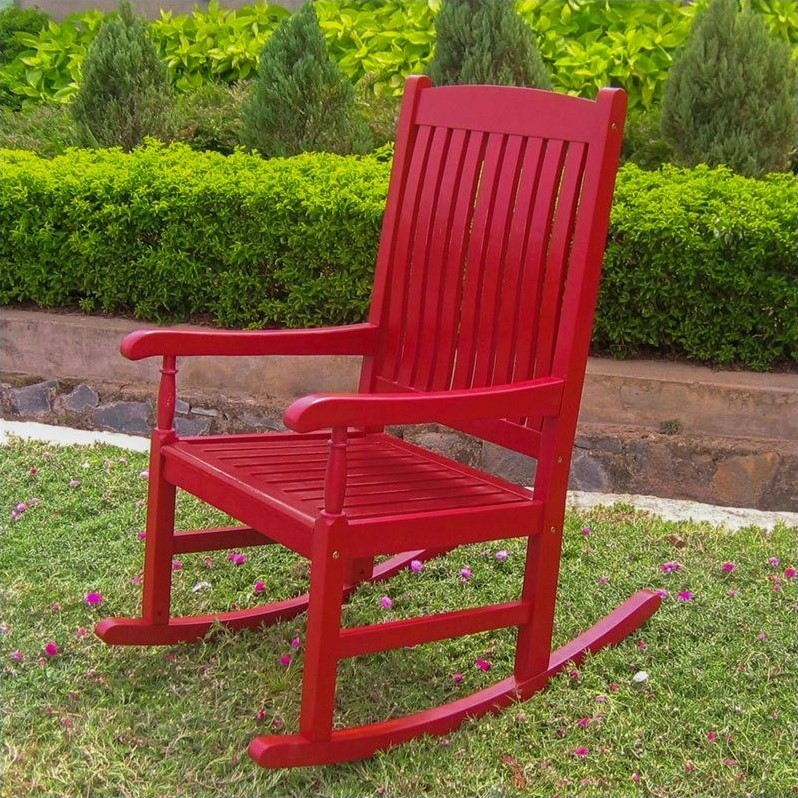 Pemberly Row Patio Rocking Chair in Red