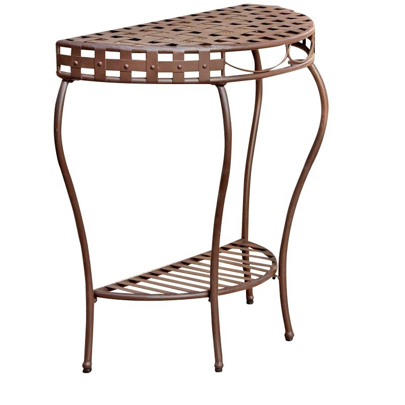 Pemberly Row Iron Patio Console Table in Matte Brown