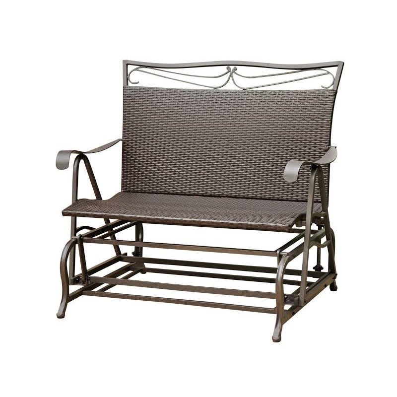 Pemberly Row Patio Glider Loveseat in Chocolate