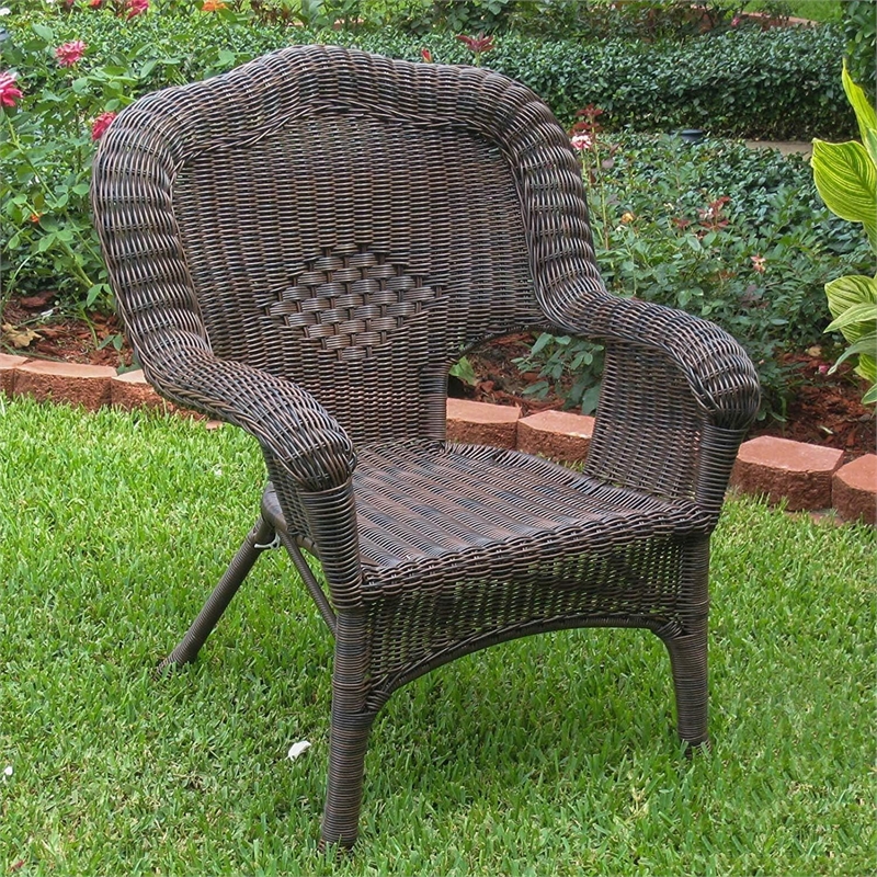 Pemberly Row Resin Patio Chair in Pecan (Set of 2)