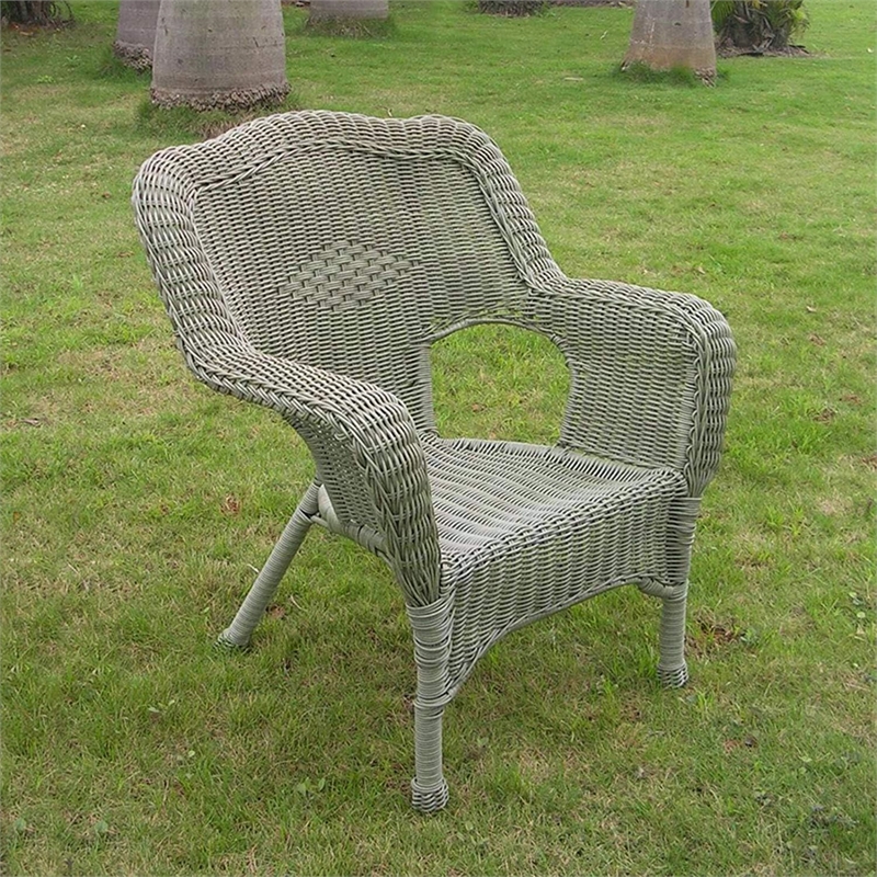 Pemberly Row Resin Patio Chair in Pecan (Set of 2)
