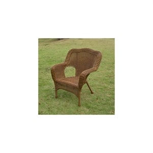 Pemberly Row Resin Patio Chair in Mocha (Set of 2)