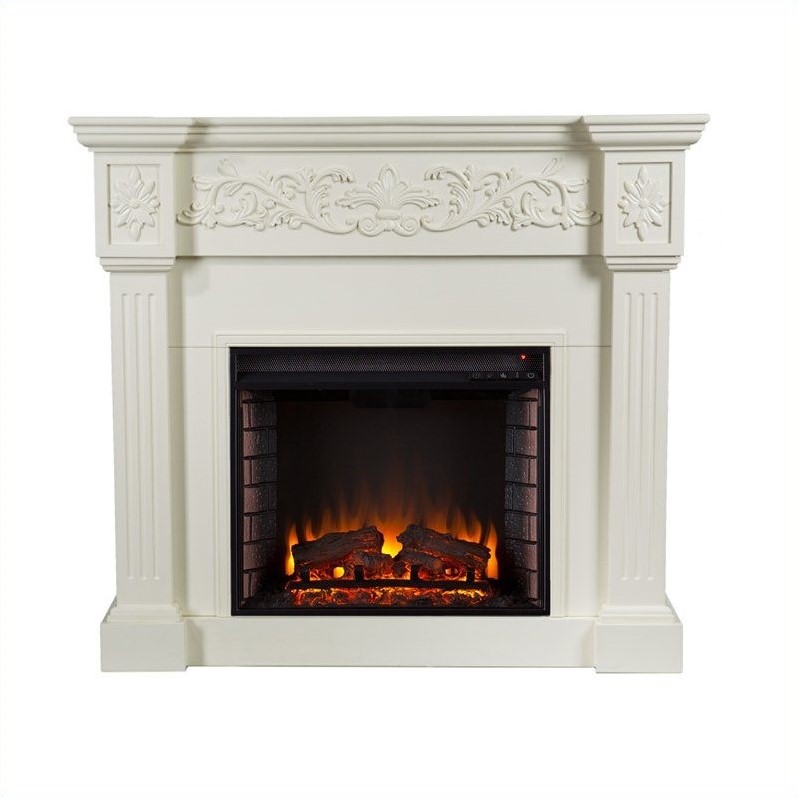 Pemberly Row Electric Fireplace in Ivory
