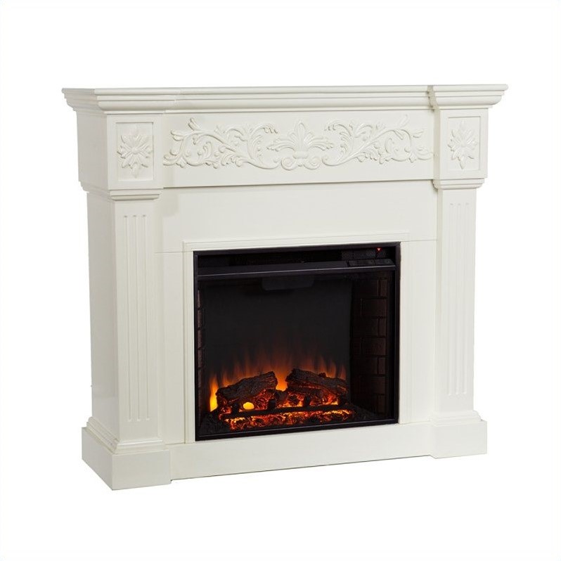 Pemberly Row Electric Fireplace in Ivory