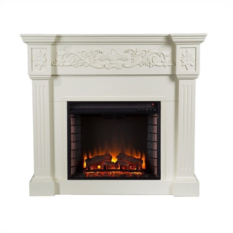 Pemberly Row Electric Fireplace in Ivory