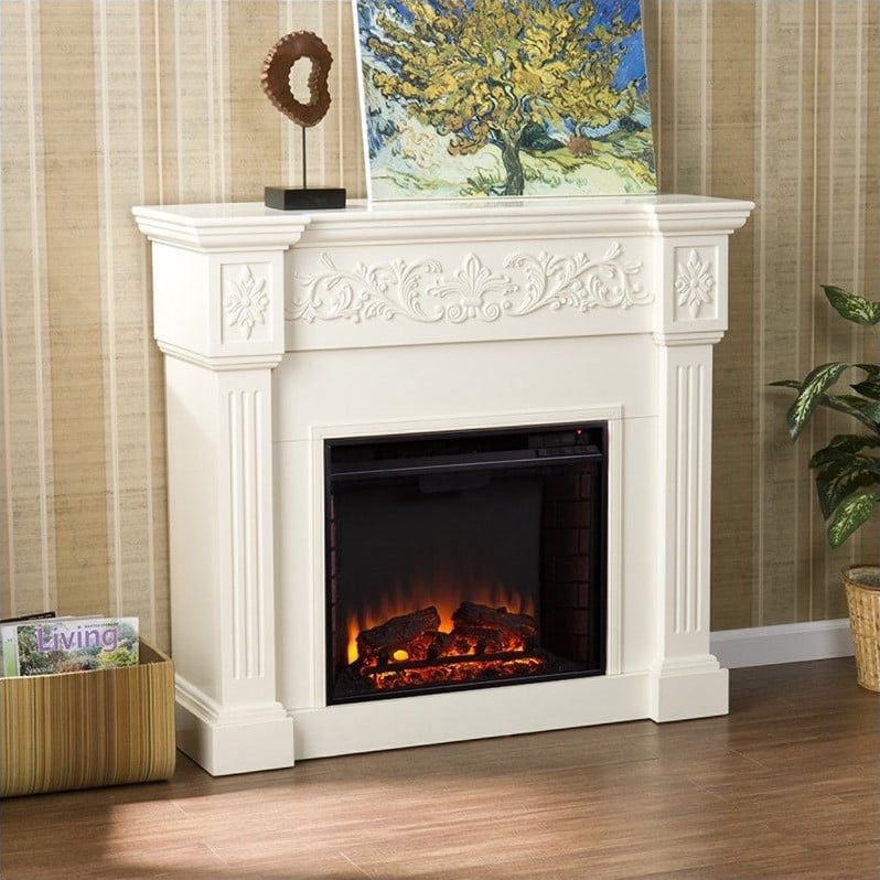 Pemberly Row Electric Fireplace in Ivory