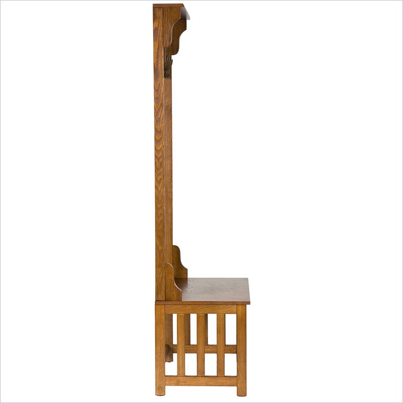 Pemberly Row Hall Tree Entry Bench In Mission Oak Pr 422120