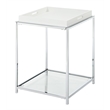 Pemberly Row Transitional Glass and Metal End Table in Clear/Chrome