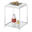 Pemberly Row Transitional Glass and Metal End Table in Clear/Chrome