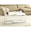 Pemberly Row Glass Coffee Table in White