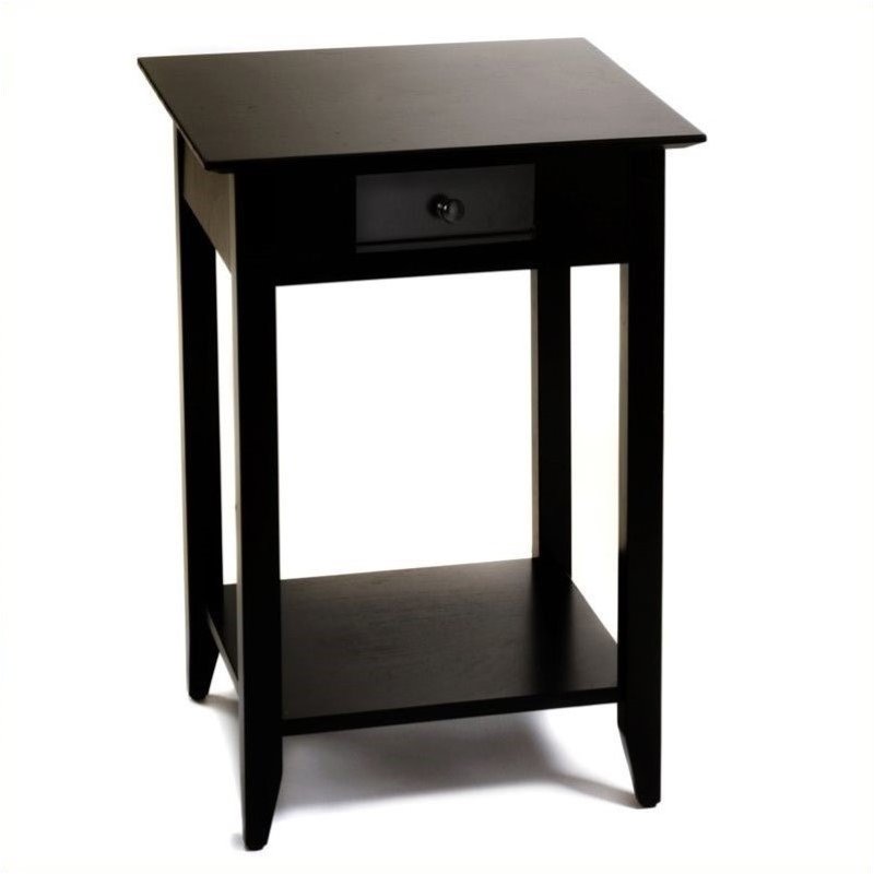 Pemberly Row 1 Drawer Square Transitional Wood End Table in Black