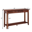 Pemberley Row Pine Wood Espresso Console Table Rectangular Drawer 48