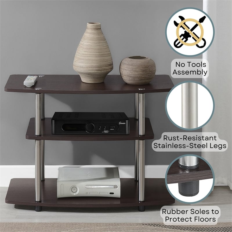 Pemberly Row Contemporary 3-Tier Wood TV Stand for TVs up to 32