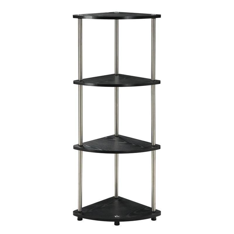 Pemberly Row 4-Tier Corner Shelf in Black