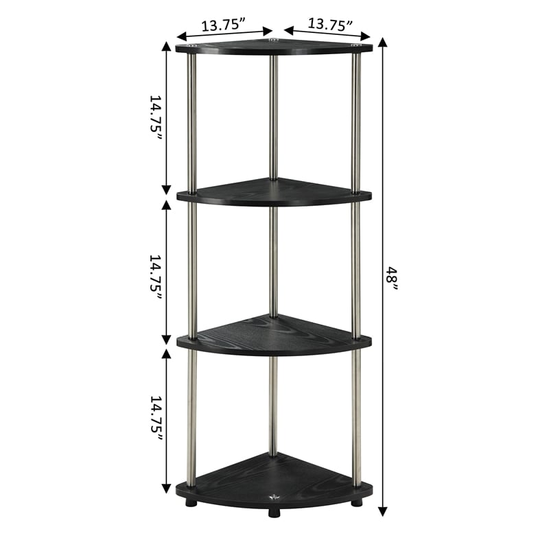 Pemberly Row 4-Tier Corner Shelf in Black