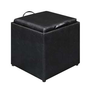 Pemberly Row Single Cube Ottoman in Black