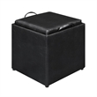 Pemberly Row Single Cube Ottoman in Black