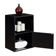Pemberly Row 1-Door Modern Wood Cabinet with Stainless Steel Knobs in Black