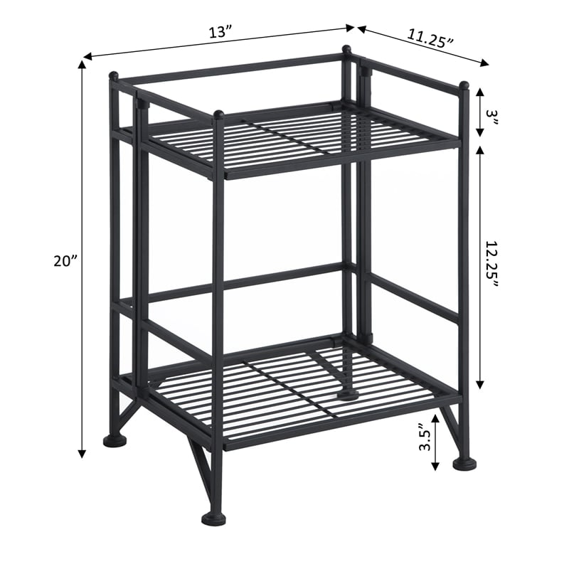 Pemberly Row 2 Tier Folding Metal Shelf - Black