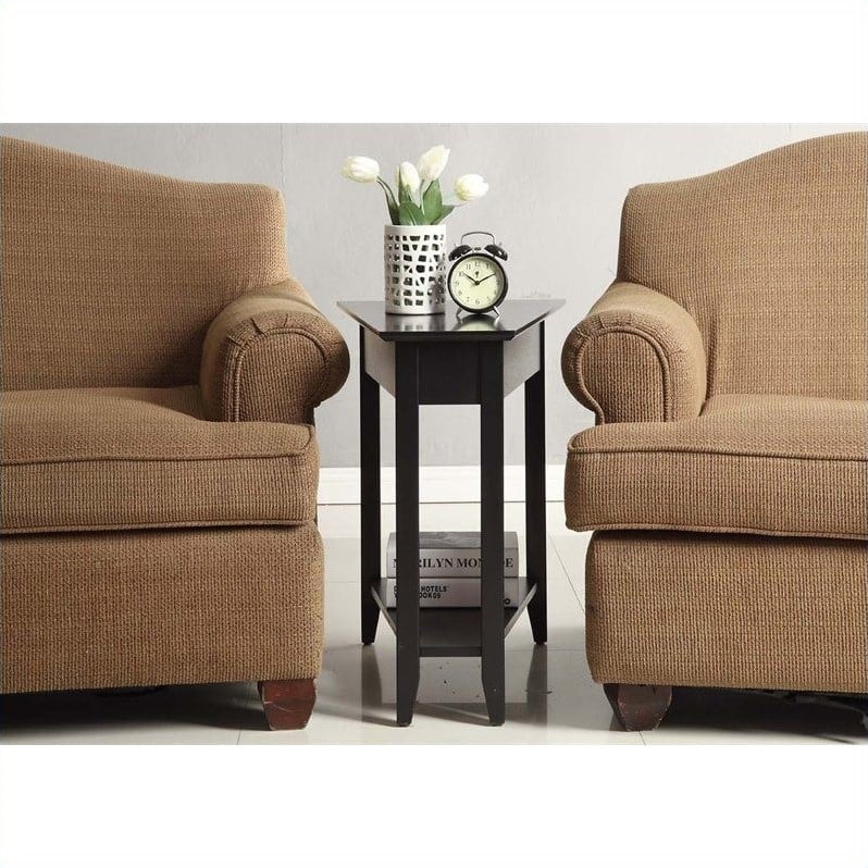 Pemberly Row End Table Coffee Accent Table Rectangle in Wood - Black