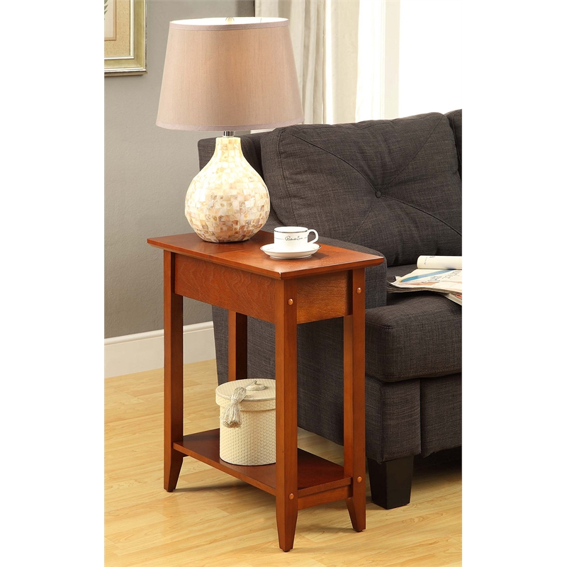 Pemberly Row Wood Frame Flip Top End Table in Cherry Wood Finish