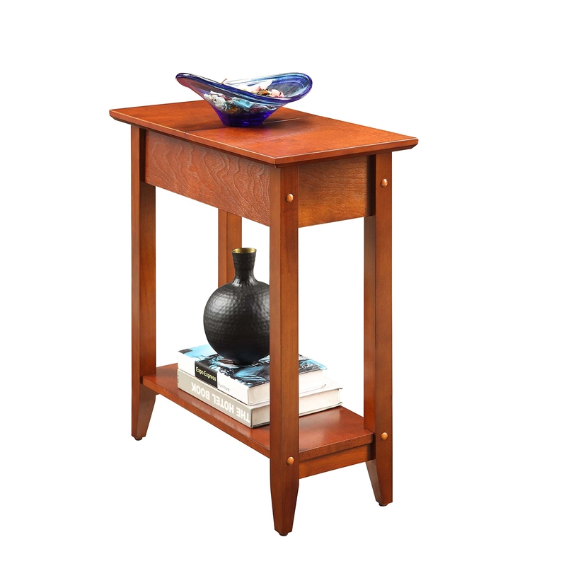 Pemberly Row Wood Frame Flip Top End Table in Cherry Wood Finish
