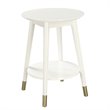 Pemberly Row Mid Century Round End Table in White