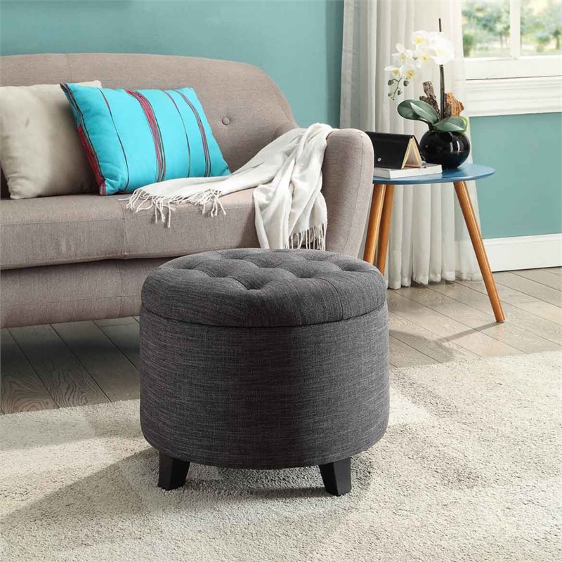 Pemberly Row Round Ottoman in Gray