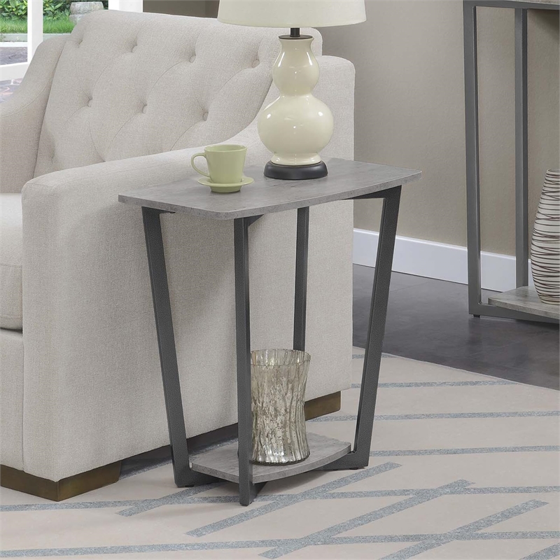Pemberly Row Modern Wood End Table with Metal Frame in Gray/Black