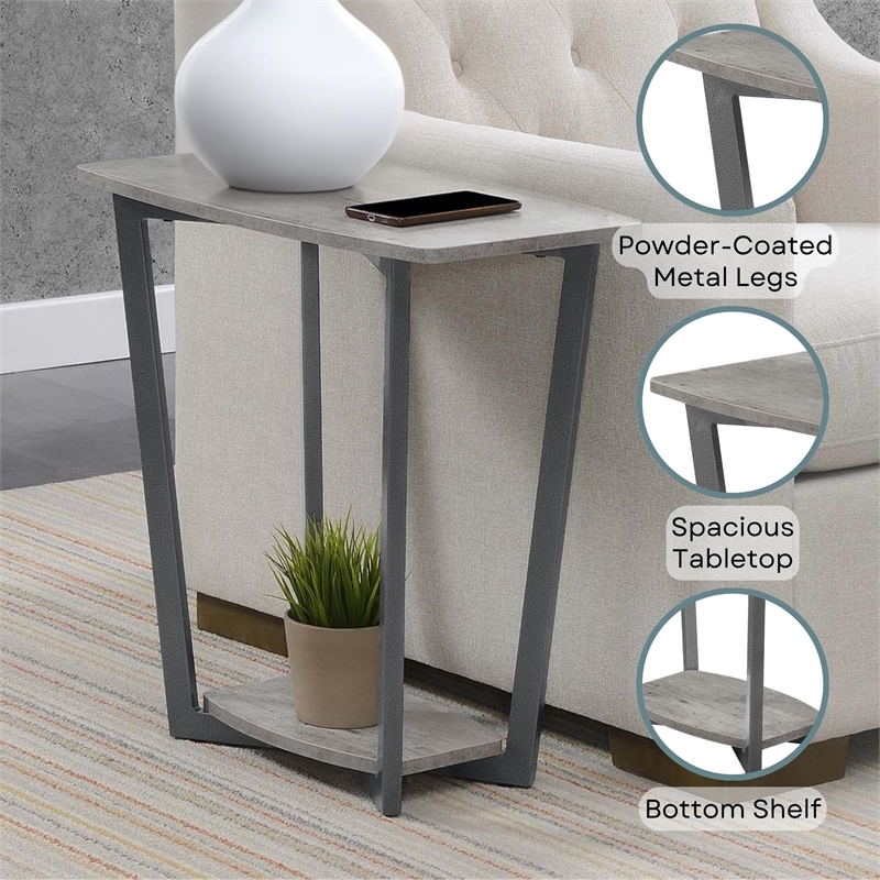 Pemberly Row Modern Wood End Table with Metal Frame in Gray/Black