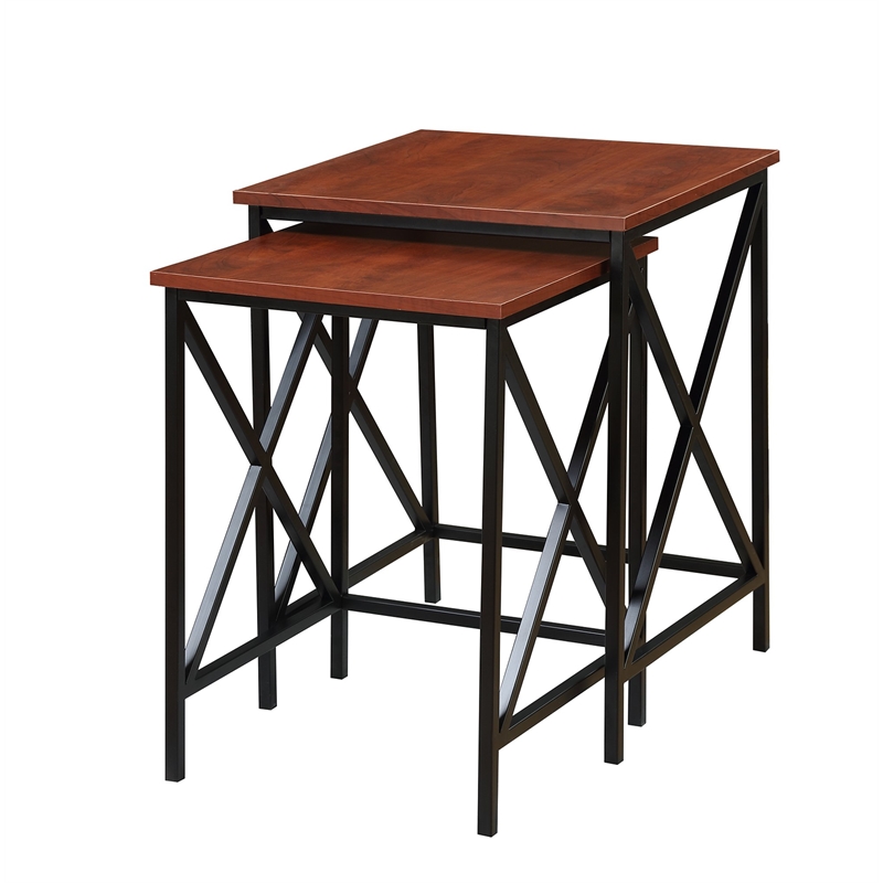 Pemberly Row 2 Piece Nesting End Table Set in Cherry