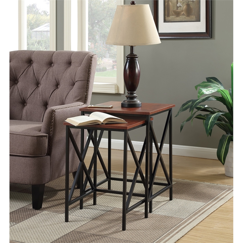 Pemberly Row 2 Piece Nesting End Table Set in Cherry