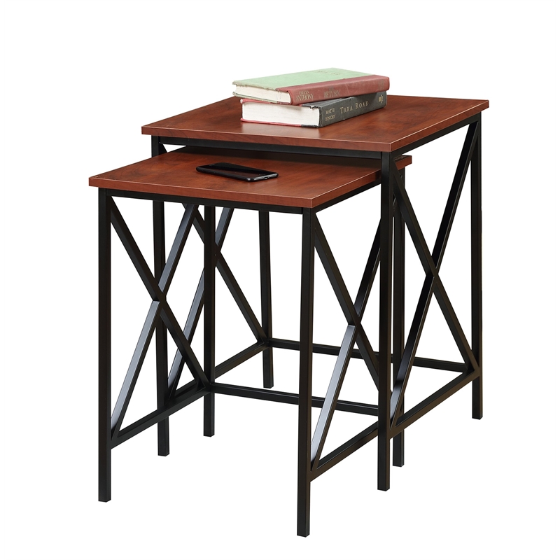 Pemberly Row 2 Piece Nesting End Table Set in Cherry