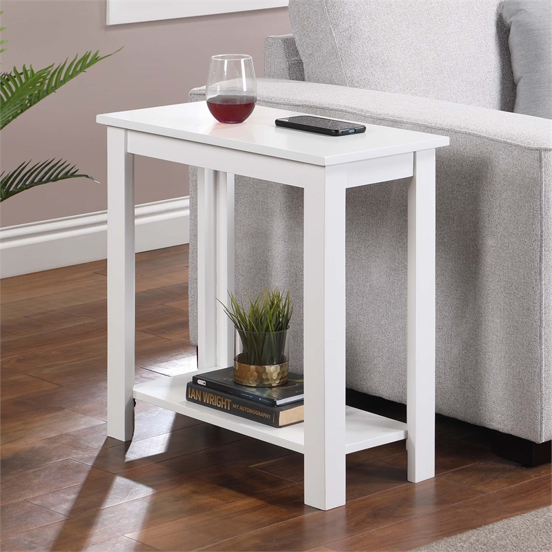 Pemberly Row 1 Shelf Traditional Wood Chairside End Table in White