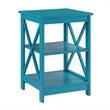 Pemberly Row Transitional Wood End Table with Middle and Bottom Shelf in Blue