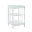 Pemberly Row Traditional Wood End Table with Middle and Bottom Shelf in White