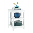 Pemberly Row Traditional Wood End Table with Middle and Bottom Shelf in White