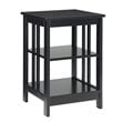 Pemberly Row Wood End Table with Middle and Bottom Shelf in Black