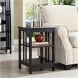 Pemberly Row Wood End Table with Middle and Bottom Shelf in Black