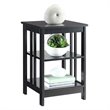 Pemberly Row Wood End Table with Middle and Bottom Shelf in Black