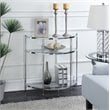 Pemberly Row Glass Console Table in Chrome