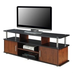 Pemberly Row Modern Wood TV Stand for TVs up to 59&quot in Cherry/Black