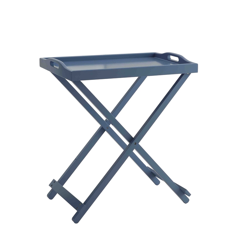 Pemberly Row Folding Tray Table in Blue