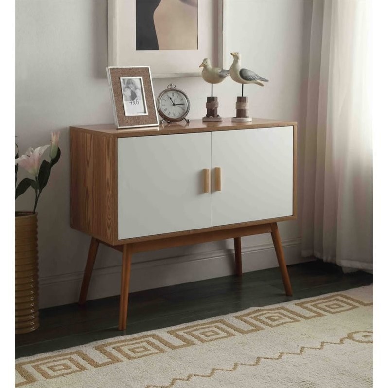 Pemberly Row Storage Console in White and Natural